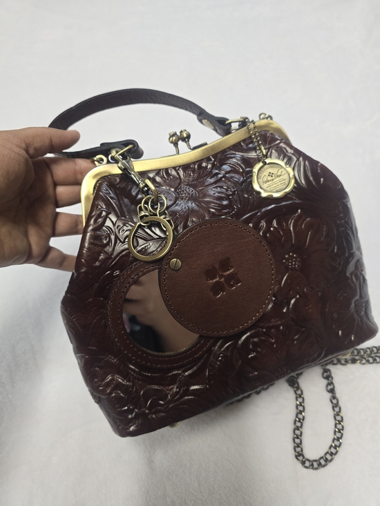 Patricia Nash Handbags - Patricia Nash Leather Laurena Frame Bag with Mirror Fob BritishTan 10th Ann.